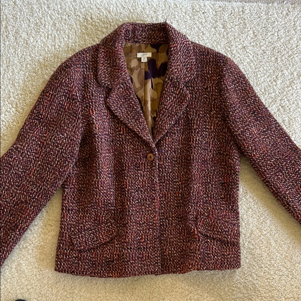 J Jill Red Blazer Tailored Textured Suit Jacket